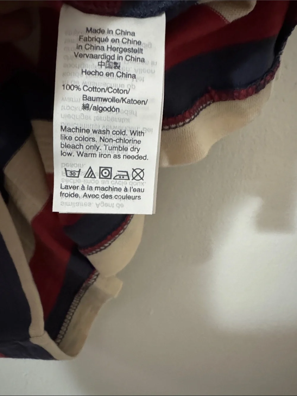 J. Crew Men’s Medium Slub Cotton Navy, Red & Cream Striped Short-Sleeve Tee NWT